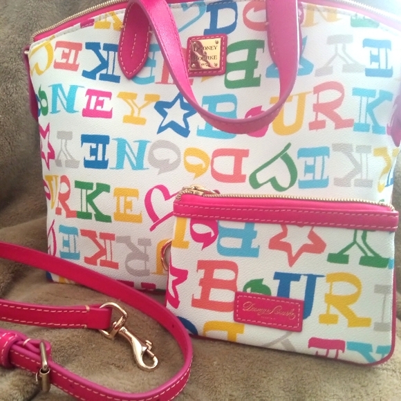 Dooney and Bourke Medium Multi Color satchel with wristlet